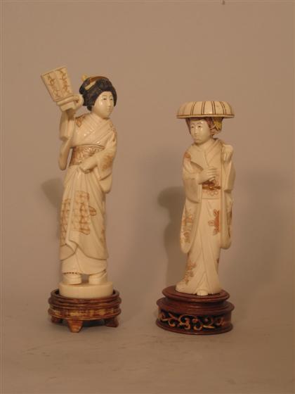Two carved Ivory Geisha