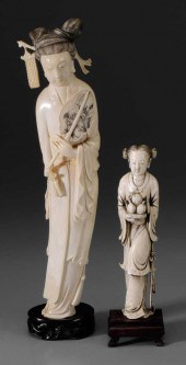 Two Carved Ivory Ladies Chines