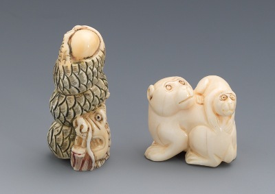 Two Carved Ivory Netsuke The