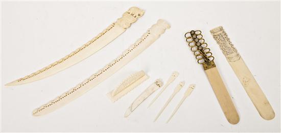 Two Carved Ivory Page Turners the