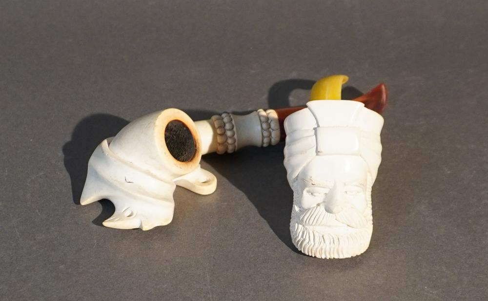 TWO CARVED MEERSCHAUM PIPESTwo