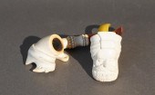 TWO CARVED MEERSCHAUM PIPESTwo