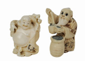 TWO CARVED NETSUKES, ONE A CHI