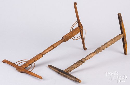 TWO CARVED NIDDY NODDIES, 19TH