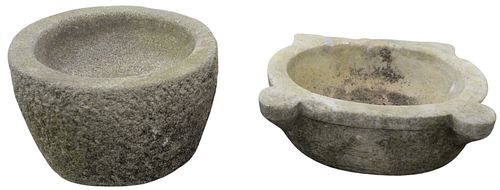 TWO CARVED OUTDOOR STONE