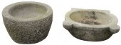 TWO CARVED OUTDOOR STONE PLANT
