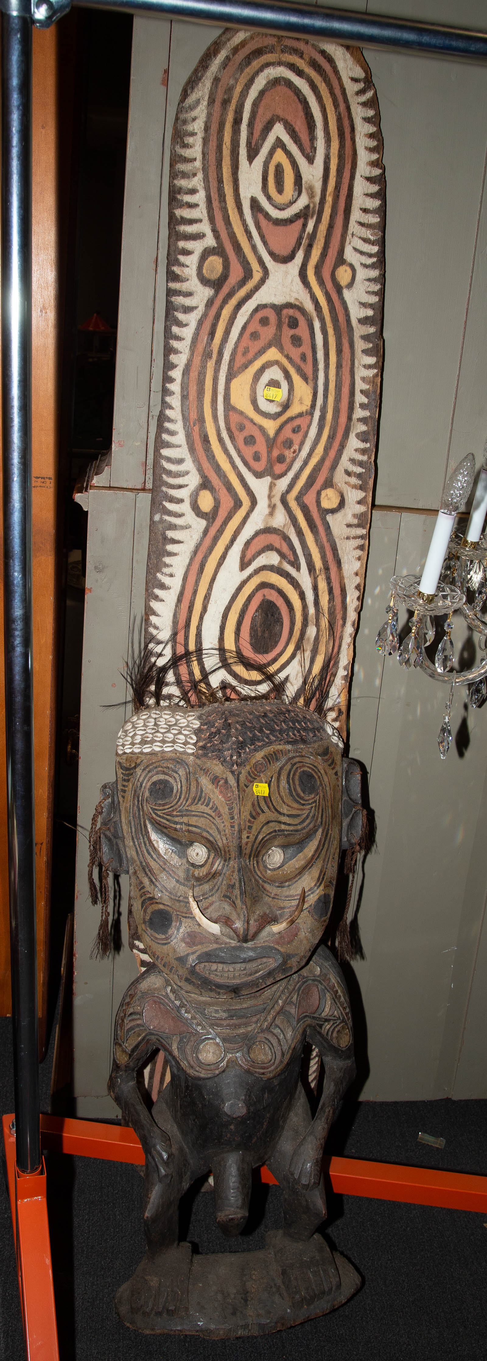 TWO CARVED & PAINTED ARTIFACTS FROM