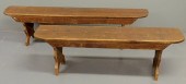 Two carved pine benches 19th c