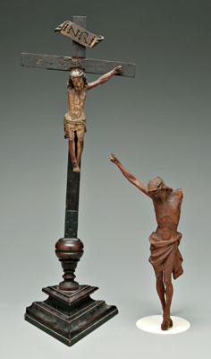 Two carved religious figures,