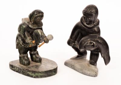 Two carved slate figures of