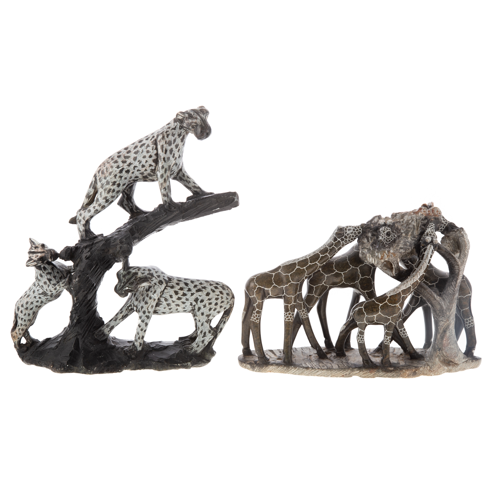 TWO CARVED STONE AFRICAN WILDLIFE