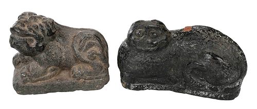 TWO CARVED STONE ANIMAL