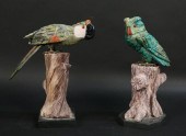 TWO CARVED STONE BIRD SCULPTUR