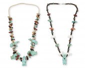 TWO CARVED STONE FETISH NECKAL