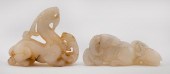 TWO CARVED WHITE JADE ANIMAL G