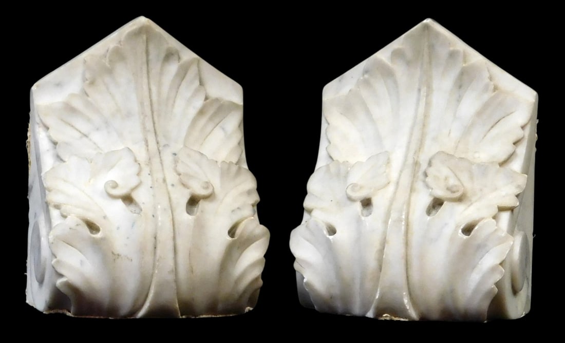 TWO CARVED WHITE MARBLE