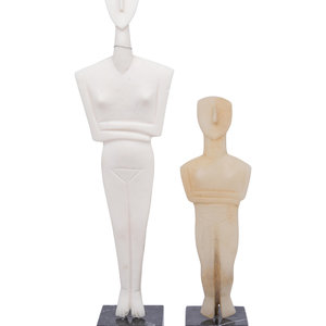 Two Carved White Marble Replica