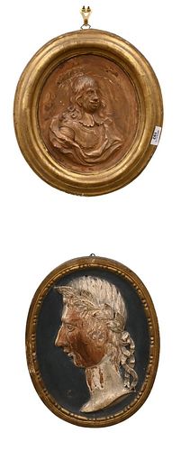 TWO CARVED WOOD AND GESSO