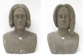TWO CARVED WOOD BUSTS, ITALIAN