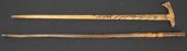 TWO CARVED WOOD CANESTwo Carve