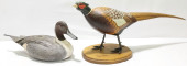 TWO CARVED WOOD DECOYS: CHRIS