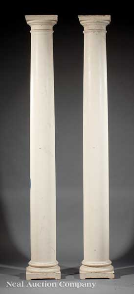 Two Carved Wood Doric Columns