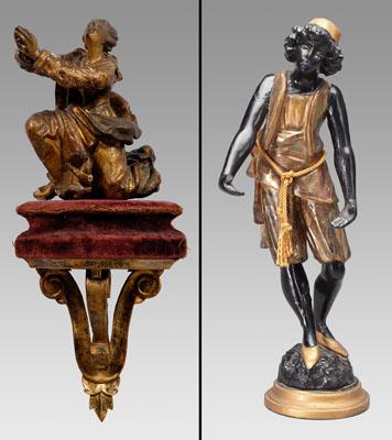 Two carved wood figures: