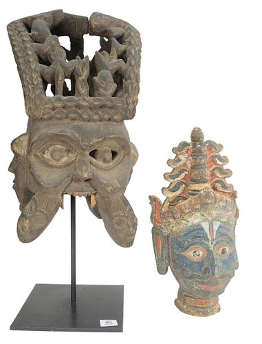 TWO CARVED WOOD ITEMS TO INCLUDE AN