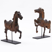 TWO CARVED WOOD MINIATURE CARO