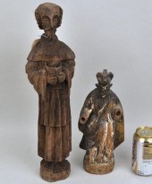 TWO CARVED WOOD SANTOS FIGURES