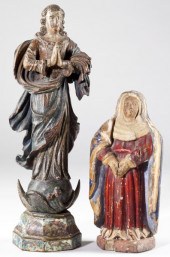 Two Carved Wooden Santos Figur