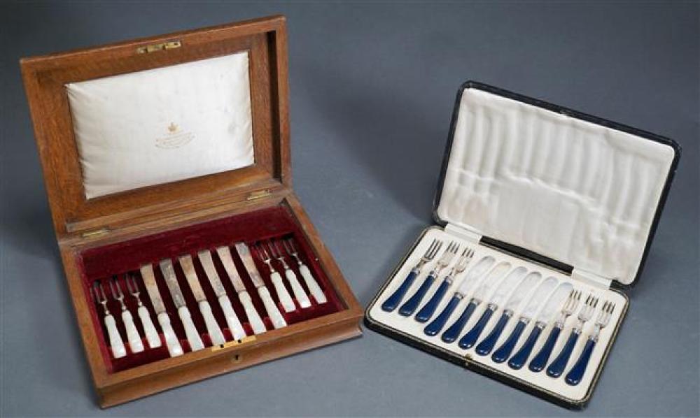 TWO CASED ENGLISH SILVER AND SILVER