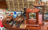 TWO CASED SHELF CLOCKS & TWO C
