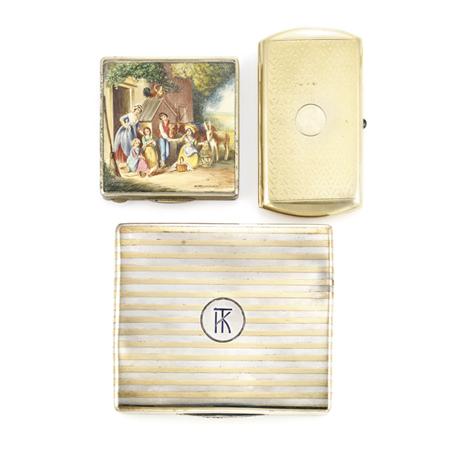 Two Cases and Painted Ivory Compact