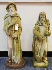 TWO CAST CEMENT GARDEN SCULPTU