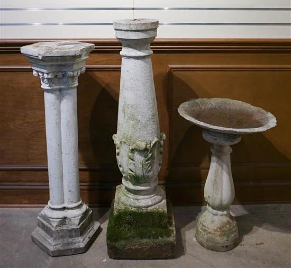 TWO CAST CEMENT PEDESTALS AND