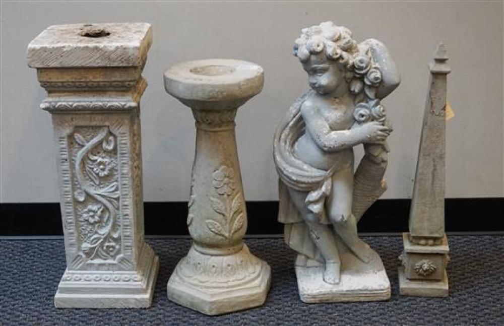 TWO CAST CEMENT PEDESTALS, FIGURE