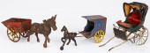 TWO CAST IRON AND TIN HORSE DR