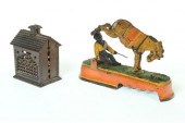 TWO CAST IRON BANKS.  American