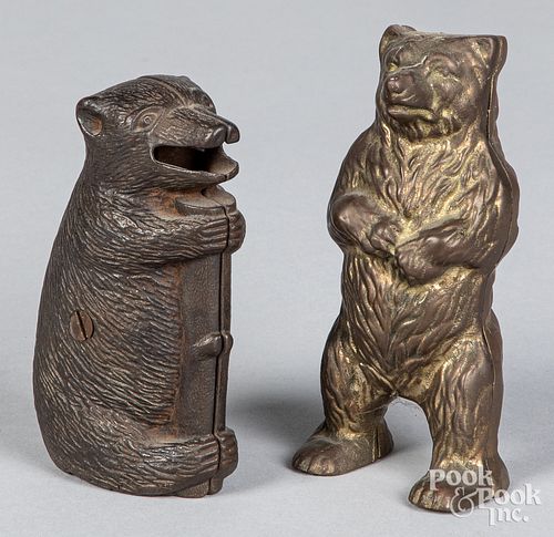 TWO CAST IRON BEAR BANKSTwo cast
