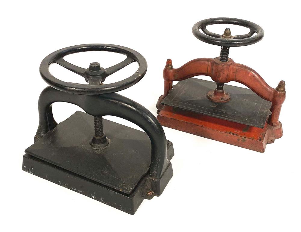 TWO CAST IRON BOOK PRESSES 19TH