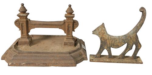 TWO CAST IRON BOOT SCRAPERS, 19TH
