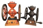 TWO CAST IRON COFFEE GRINDERS,