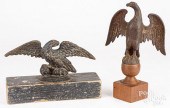 TWO CAST IRON EAGLES, 19TH C.T