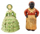 TWO CAST IRON FIGURAL PIECES W