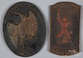 TWO CAST IRON FIREMARKS, PROBA