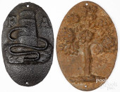 TWO CAST IRON FIREMARKS<br>Two