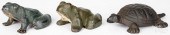 TWO CAST IRON FROG DOORSTOPS,