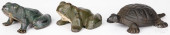 TWO CAST IRON FROG DOORSTOPS,