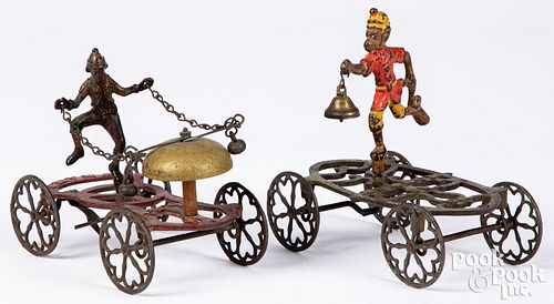 TWO CAST IRON GONG BELL TOYSTwo